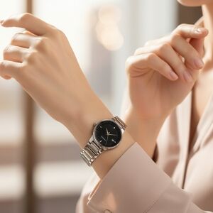 Elegant Silver and Black Watch